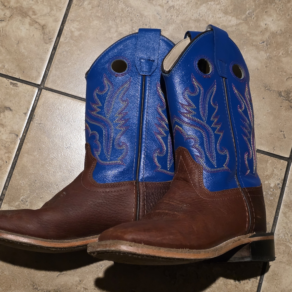 Kids Brown and Blue Western Boots